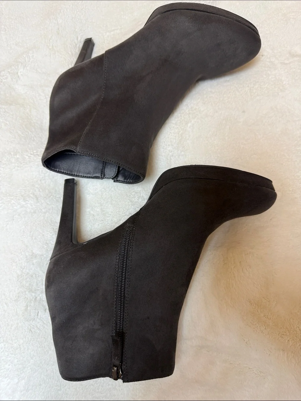 Isaac Mizrahi Shelby Charcoal Suede Side-Zip Ankle Boots